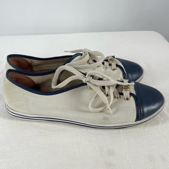 Vizzano Cap Toe Canvas Lace Up Shoe in Cream Blue Size 8 - Picture 4 of 6